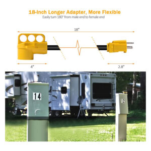 SnowyFox RV 15Amp to 50Amp Adapter - 15Male