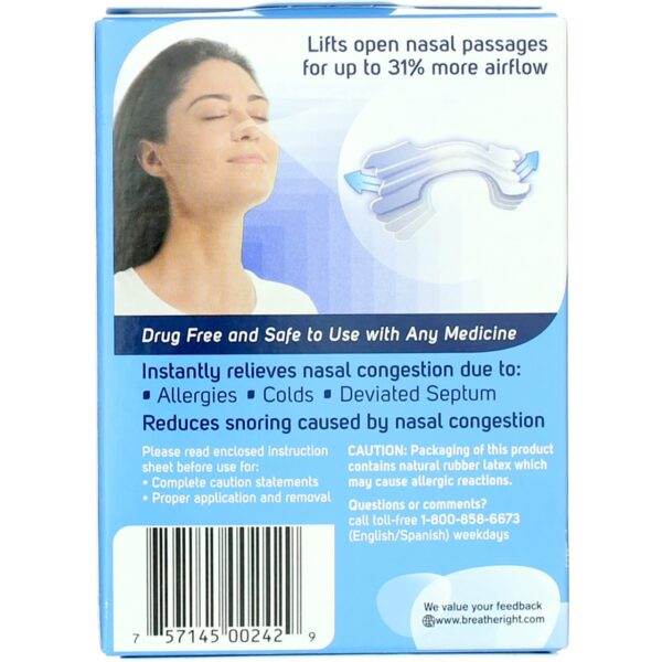 Breathe Right Nasal Strips - Clear - For Sensitive Skin - Sm / Med Clear Strips - 30 Count Strips Per Box - Pack Of 3 (Copy)