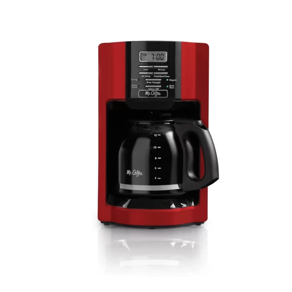 Mr. Coffee 12-Cup Programmable Coffeemaker, Rapid Brew -Red